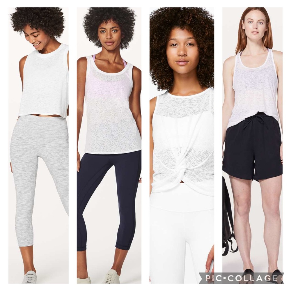 BUNDLE: NWT Lululemon White Tank Top Bundle (Set of 4)